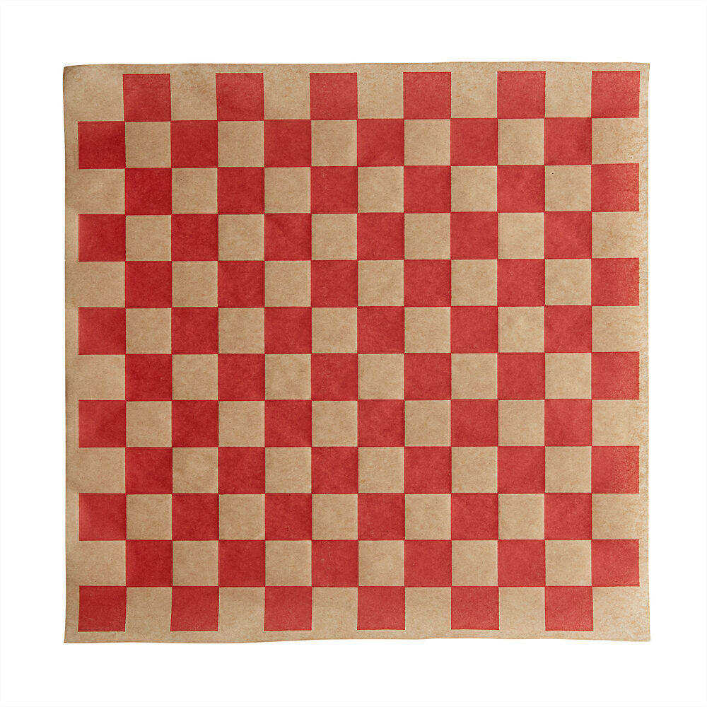 Choice 12" x 12" Kraft Red Check Deli Sandwich Wrap Paper - 1,000/Pack
