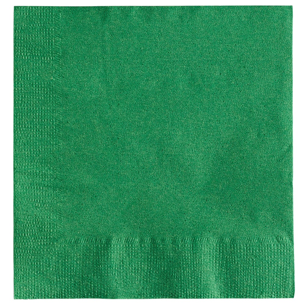 Choice Festive Green 2-Ply Beverage / Cocktail Napkin - 1,000/Case