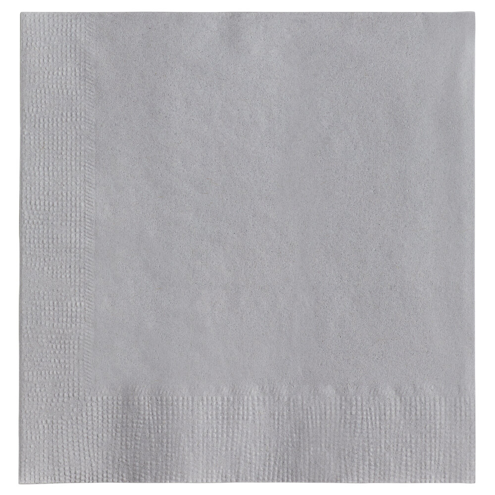 Choice Silver / Gray 2-Ply Beverage / Cocktail Napkin - 1,000/Case