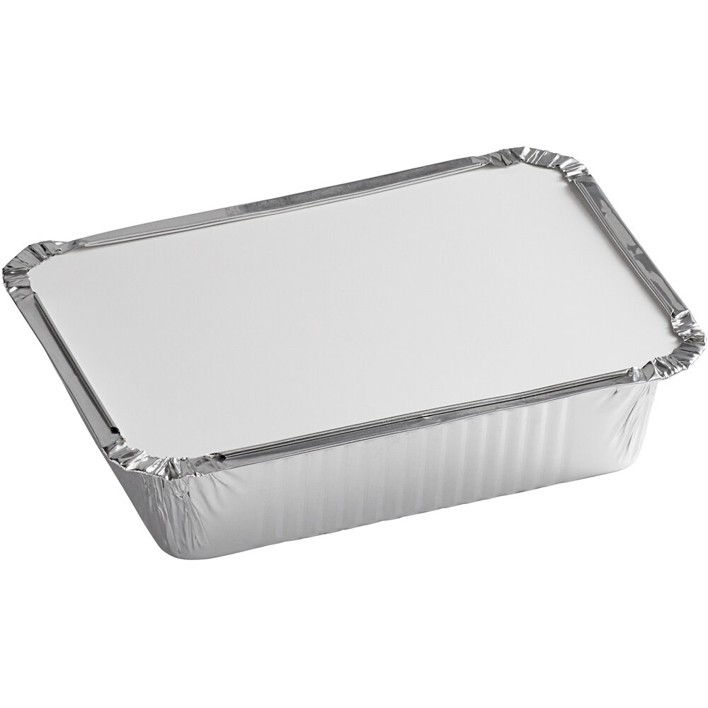 Choice 1.5 lb. Deep Oblong Foil Take-Out Container with Board Lid - 250/Case
