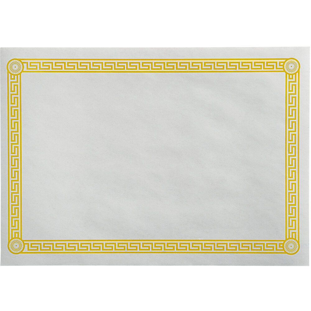 Choice 10" x 14" Greek Key Gold Placemat - 1,000/Case