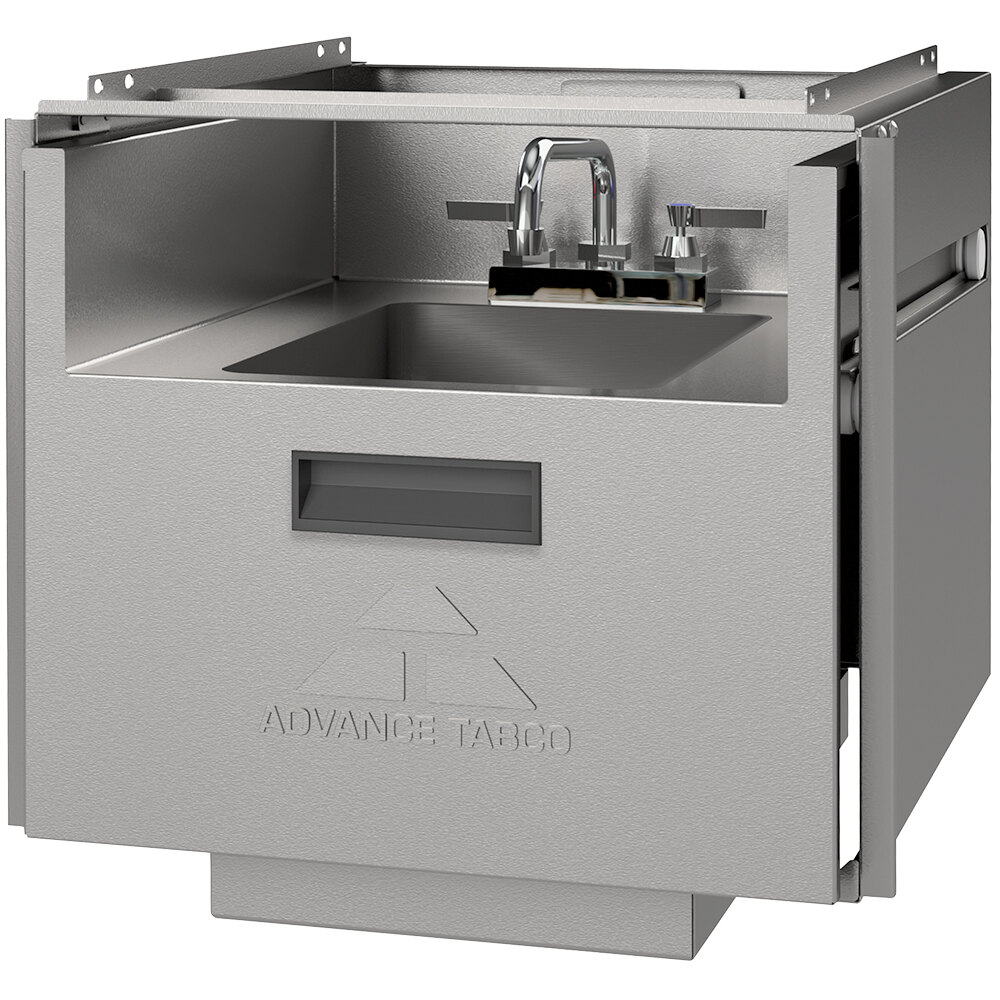 Advance Tabco 7-PS-47 19 7/8" x 22 5/8" Concealed In-Drawer Hand Sink with 8" Deck Mounted Swing Spout Faucet