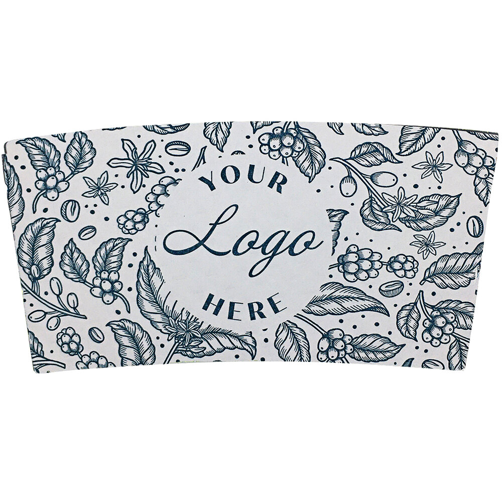 10-24 oz. White Customizable Embossed Coffee Cup Sleeve with Flexo Print Ink - 1,800/Case