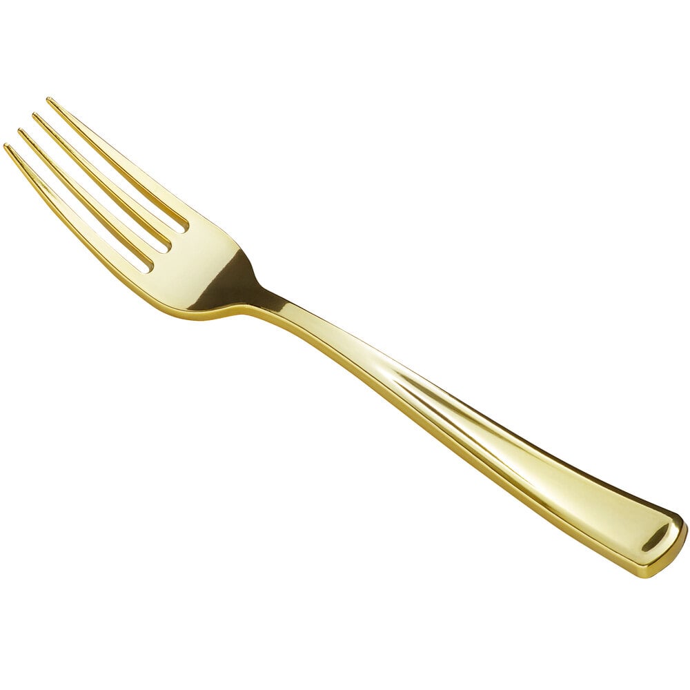 Visions Classic 7 1/4" Heavy Weight Gold Plastic Fork - 400/Case