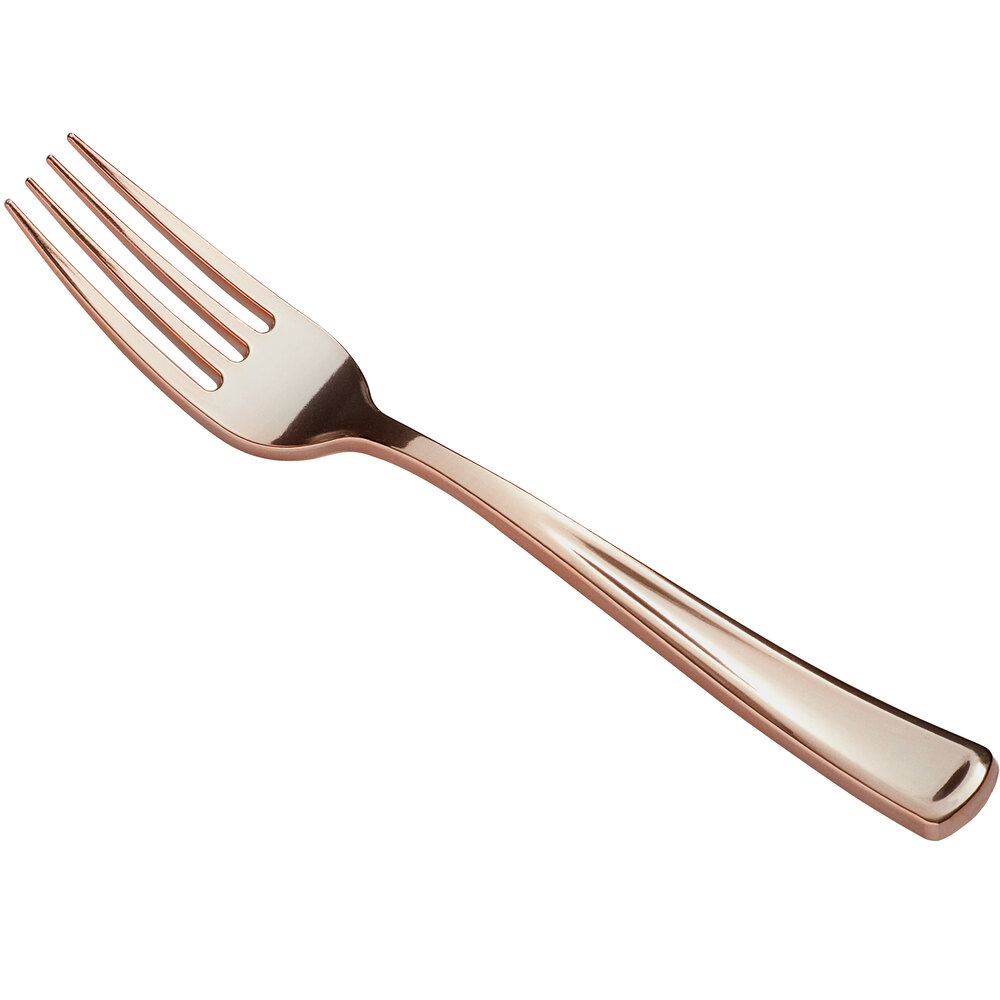 Visions 7 1/4" Classic Heavy Weight Rose Gold / Copper Plastic Fork - 400/Case