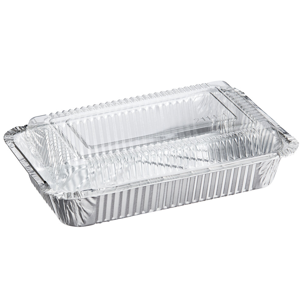 Choice 2 lb. Oblong Foil Take-Out Container with Dome Lid - 250/Case
