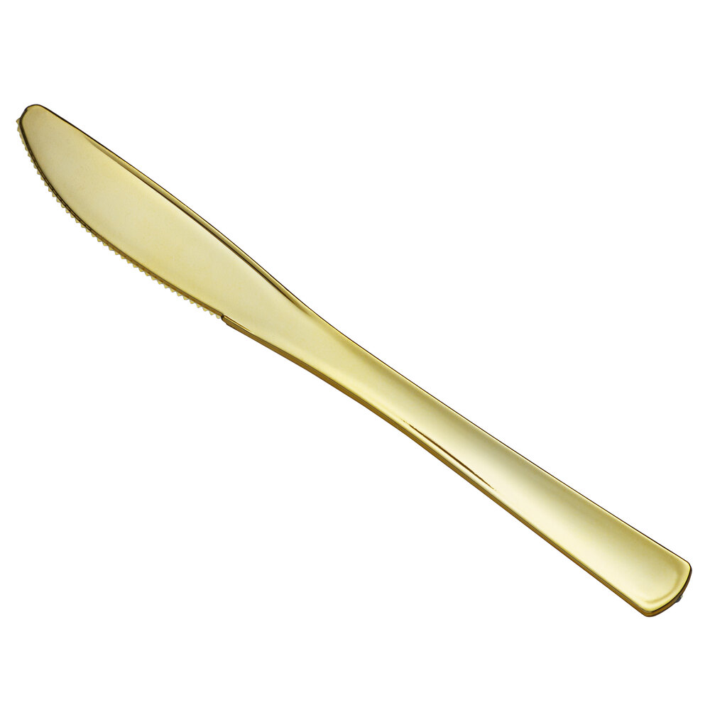 Visions Classic 7 3/4" Heavy Weight Gold Plastic Knife - 25/Pack