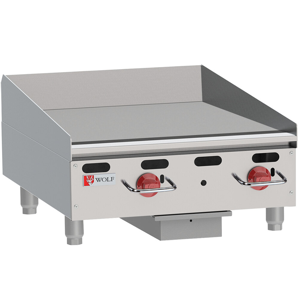 Wolf by Vulcan AGM24-24C Natural Gas 24" Heavy-Duty Gas Countertop Griddle with Manual Controls and Chrome Plate - 54,000 BTU