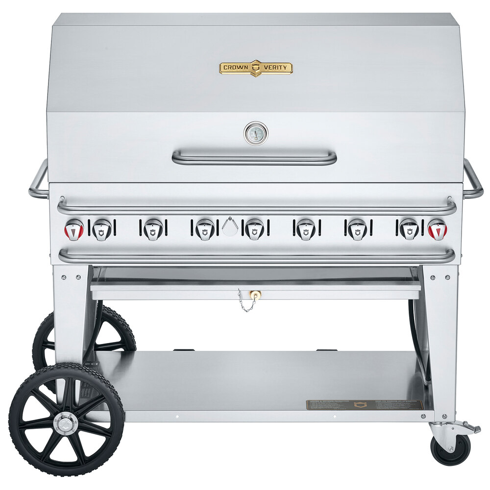Crown Verity RCB-48RDP Liquid Propane 48" Pro Series Outdoor Rental Grill with Roll Dome Package
