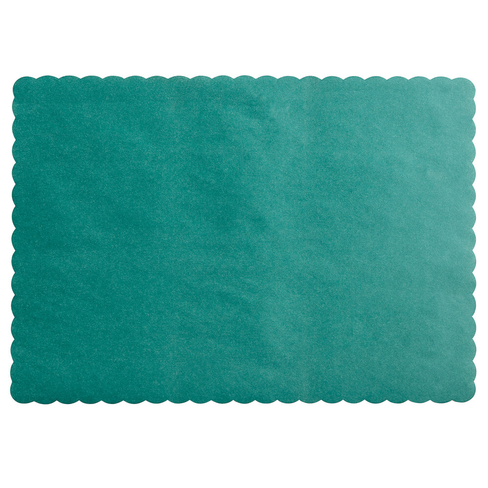 Choice 10" x 14" Hunter Green Colored Paper Placemat with Scalloped Edge - 1,000/Case