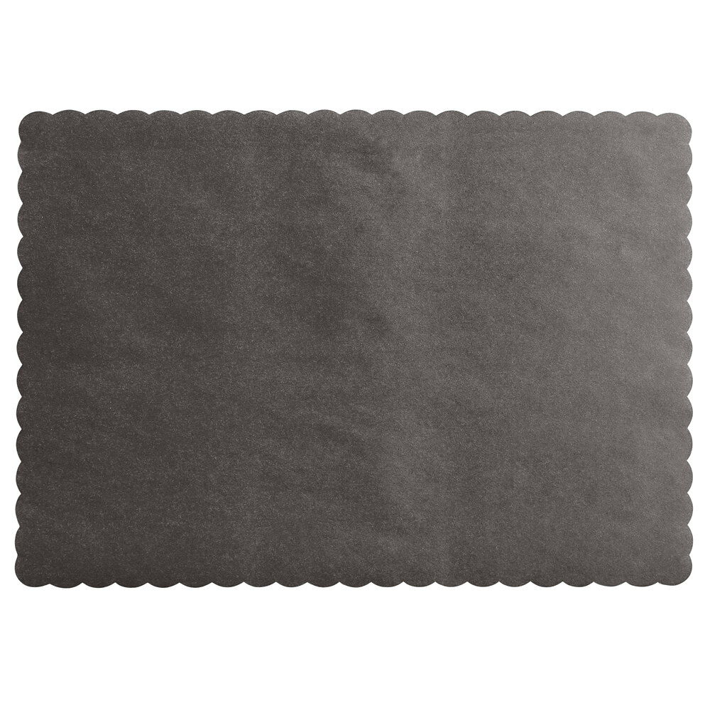 Choice 10" x 14" Black Colored Paper Placemat with Scalloped Edge - 1,000/Case
