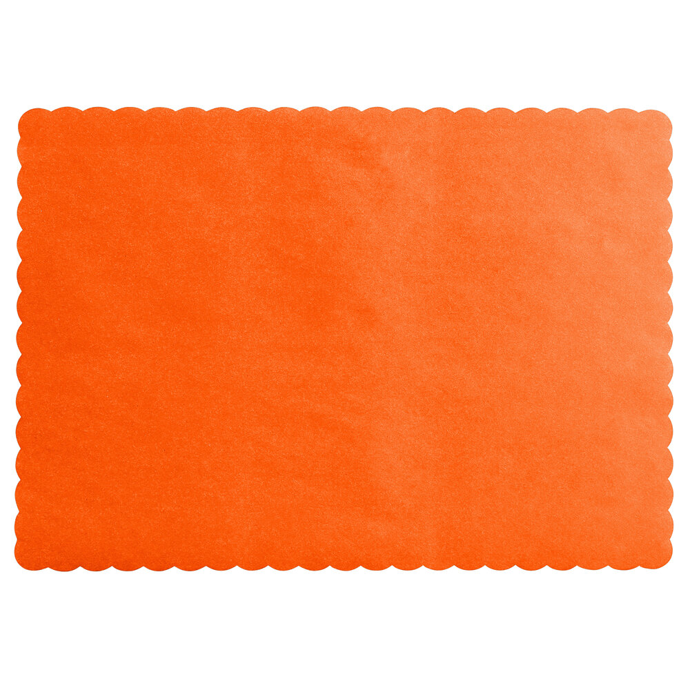 Choice 10" x 14" Bittersweet Colored Paper Placemat with Scalloped Edge - 1,000/Case