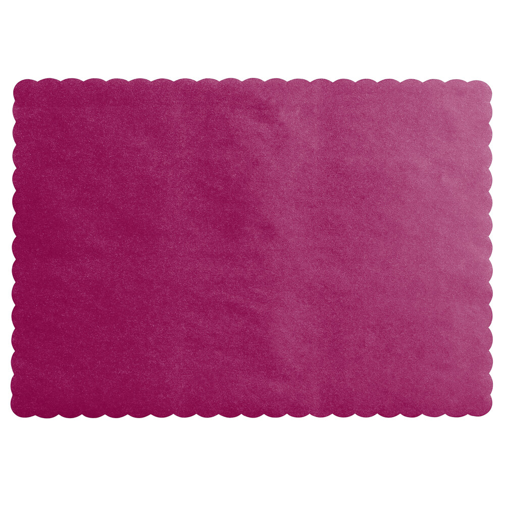 Choice 10" x 14" Wine Colored Paper Placemat with Scalloped Edge - 1,000/Case