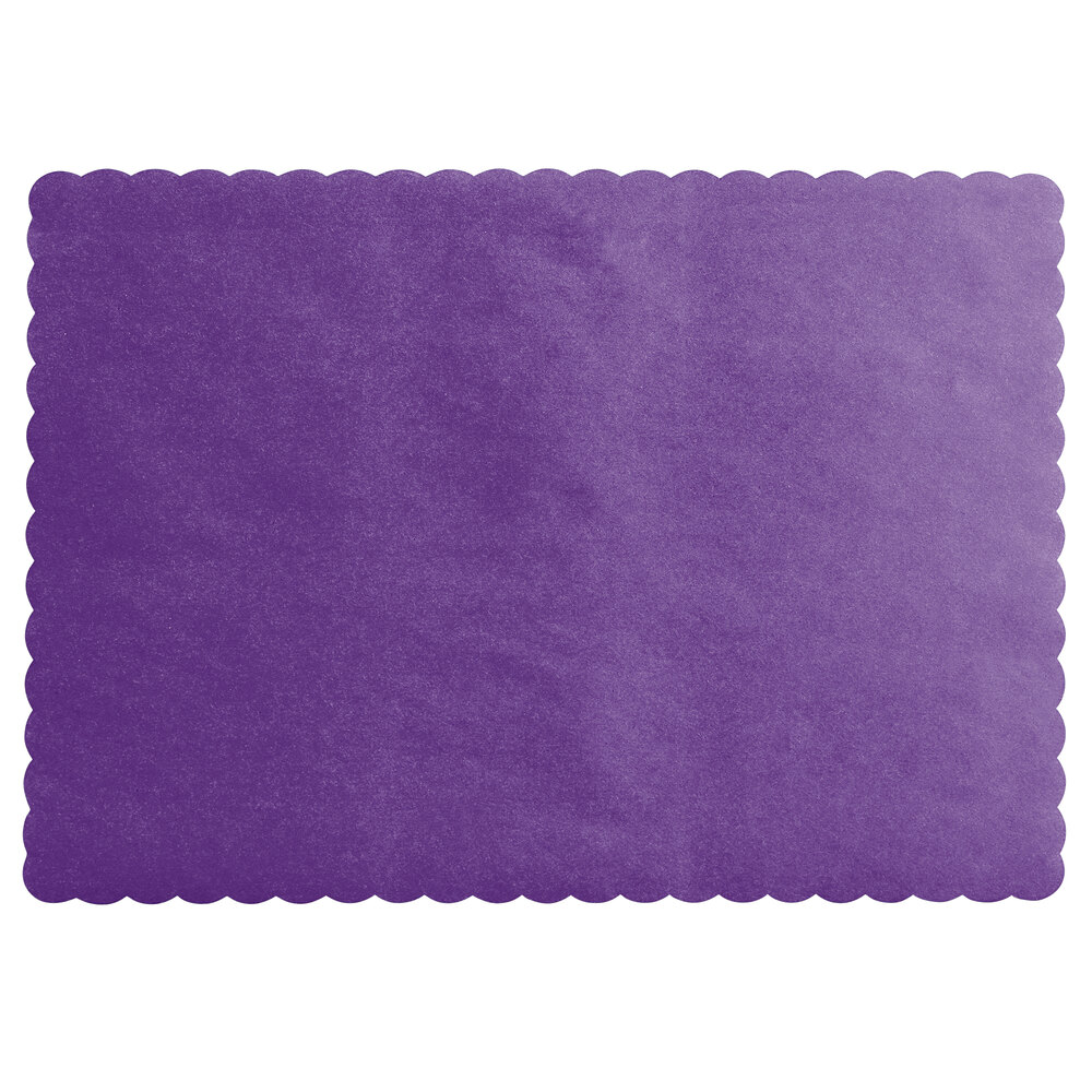 Choice 10" x 14" Purple Colored Paper Placemat with Scalloped Edge - 1,000/Case