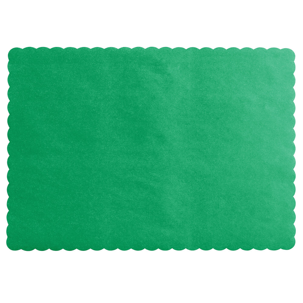Choice 10" x 14" Green Colored Paper Placemat with Scalloped Edge - 1,000/Case