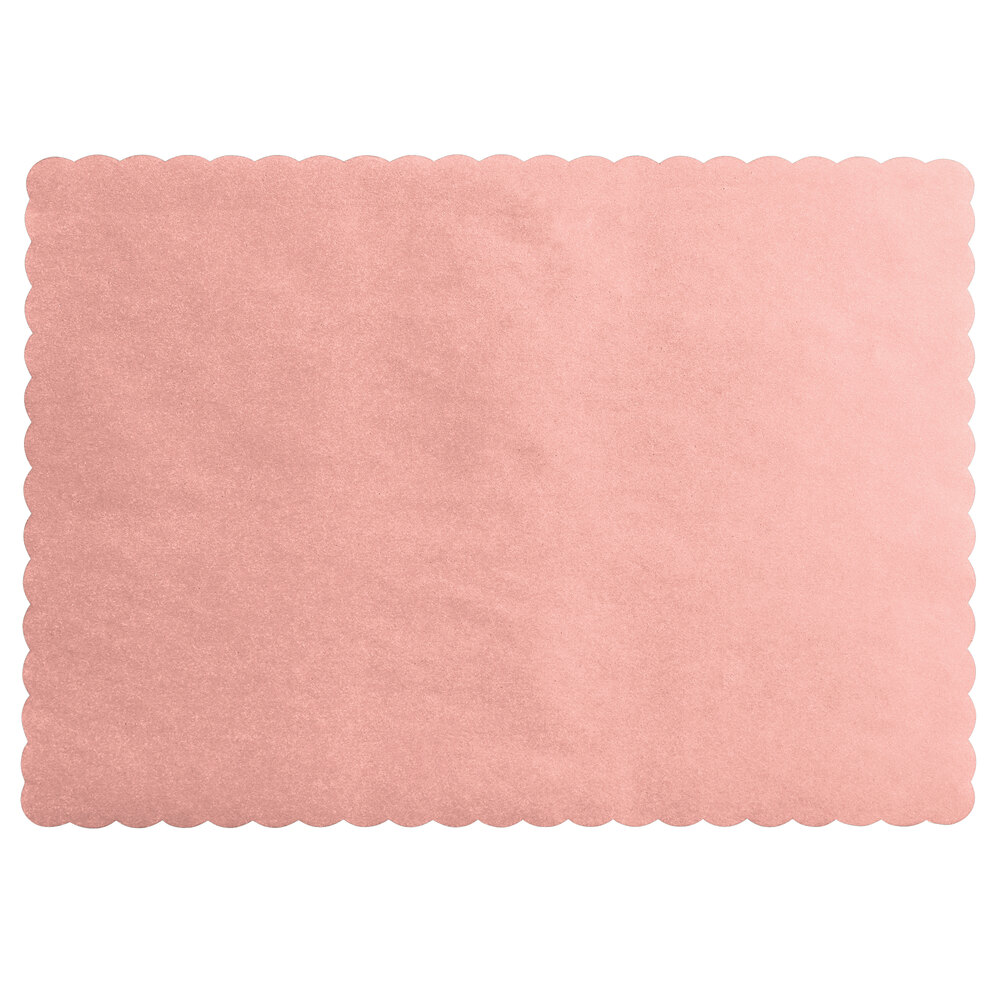 Choice 10" x 14" Dusty Rose Colored Paper Placemat with Scalloped Edge - 1,000/Case