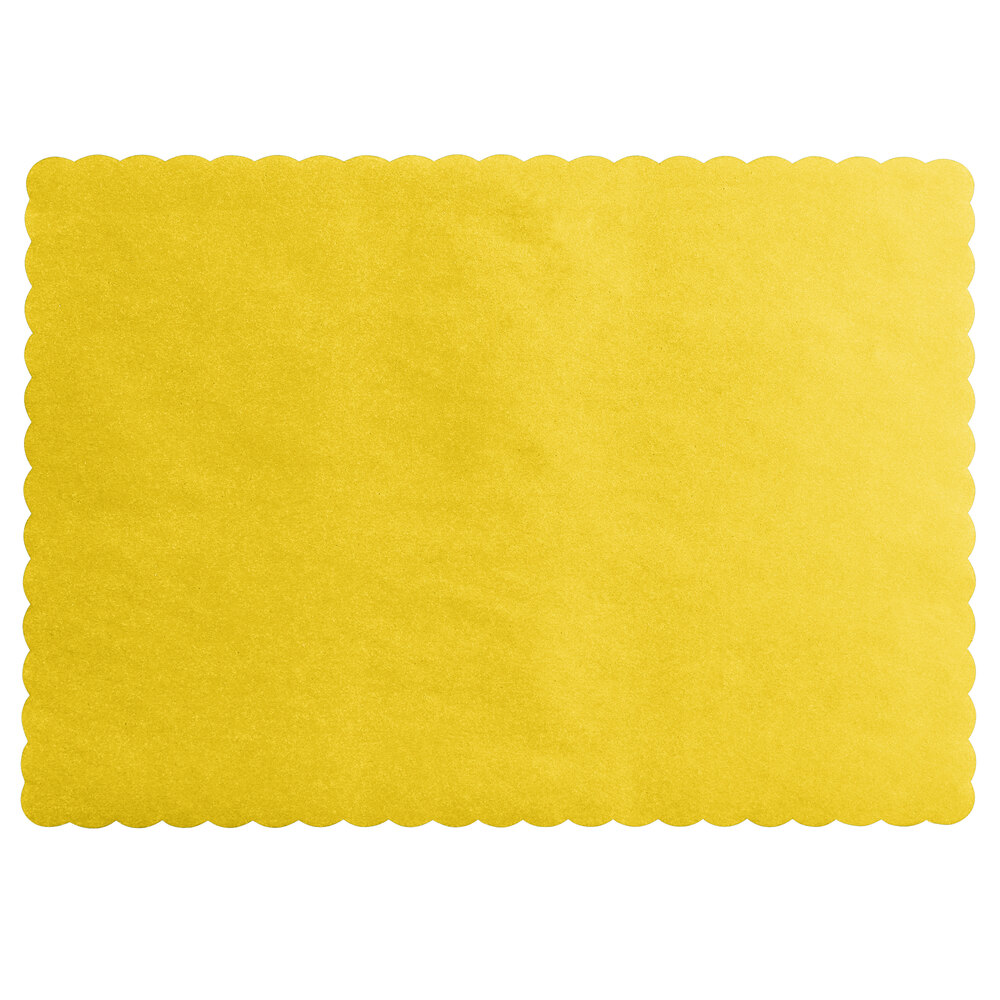 Choice 10" x 14" Gold Colored Paper Placemat with Scalloped Edge - 1,000/Case