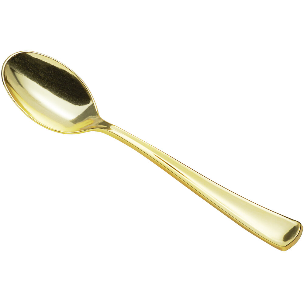 Visions Classic 6 3/4" Heavy Weight Gold Plastic Spoon - 25/Pack
