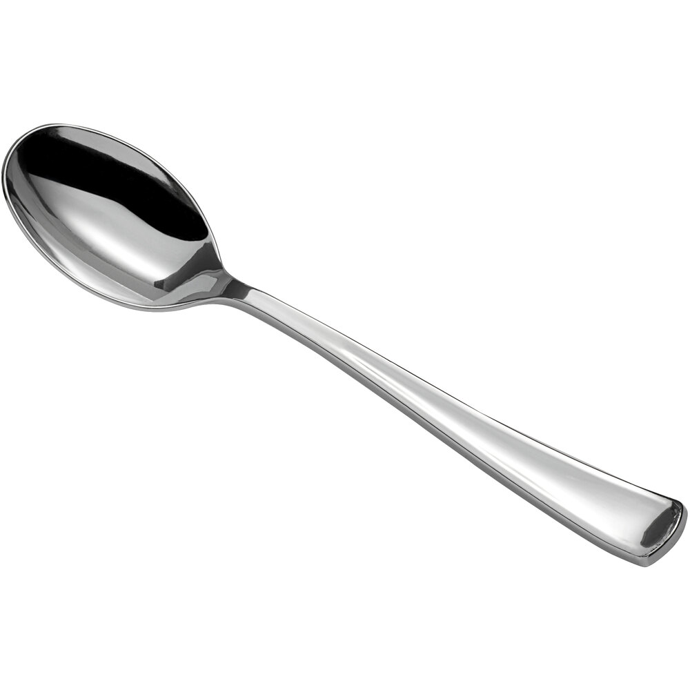 Visions Classic 6 3/4" Heavy Weight Silver Plastic Spoon - 50/Pack