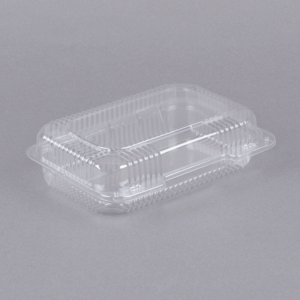 Dart C32UT1 StayLock® 9 3/8" x 6 3/4" x 2 5/8" Clear Hinged Plastic Medium Dome Oblong Container - 250/Case