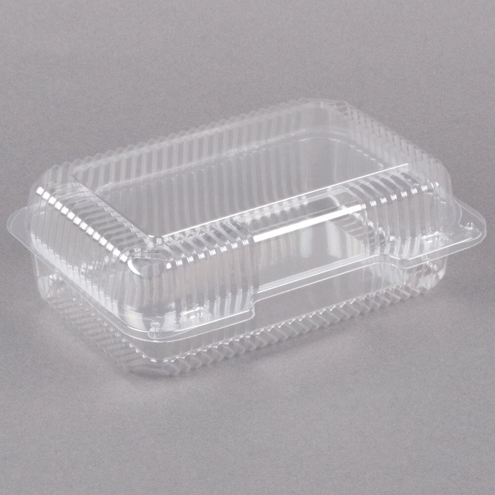 Dart C40UT1 StayLock® 9 3/8" x 6 3/4" x 3 1/8" Clear Hinged Plastic Medium High Dome Oblong Container - 250/Case