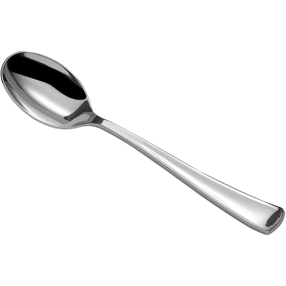 Visions Classic 6 3/4" Heavy Weight Silver Plastic Spoon - 600/Case