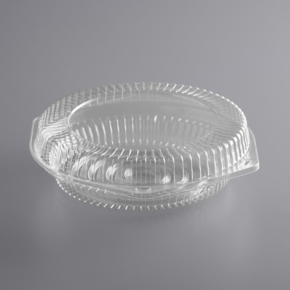 Choice 9" Clear Hinged Low Pie Container - 25/Case