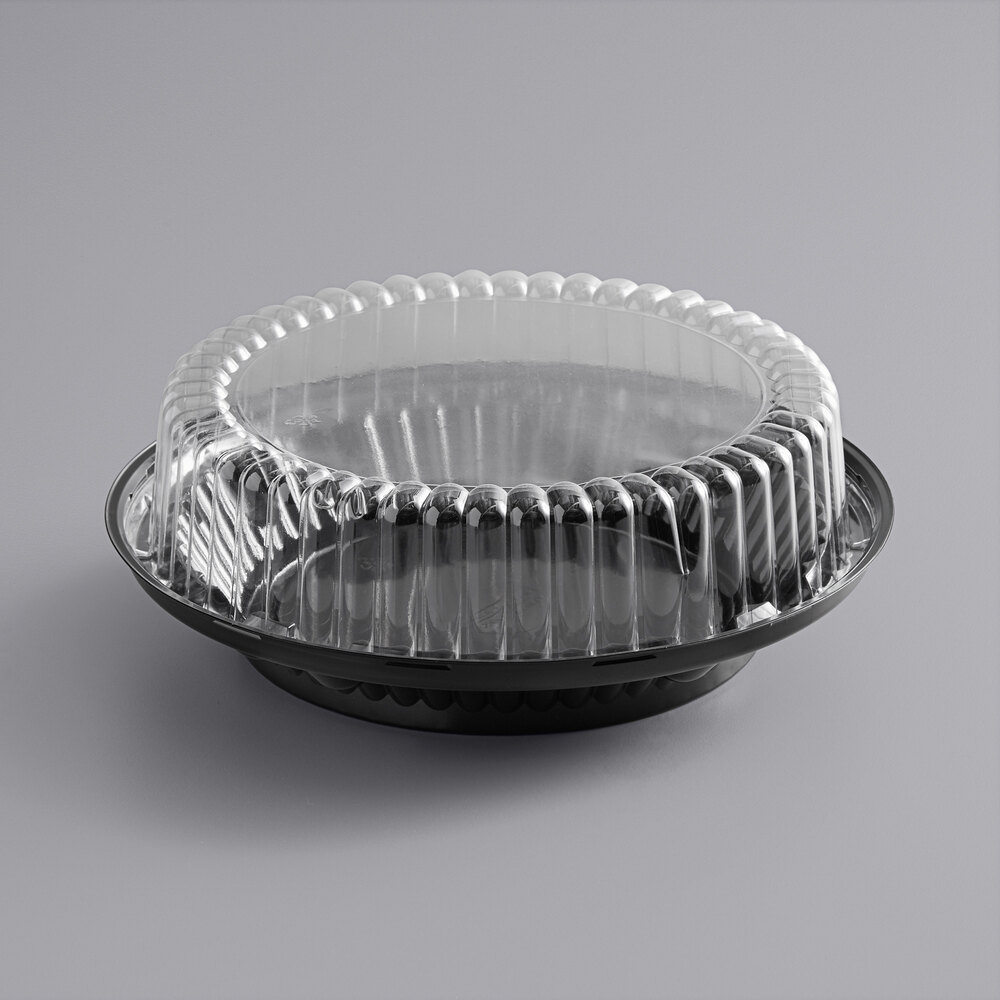 Choice 9" Black Pie Container with Clear High Dome Lid - 100/Case