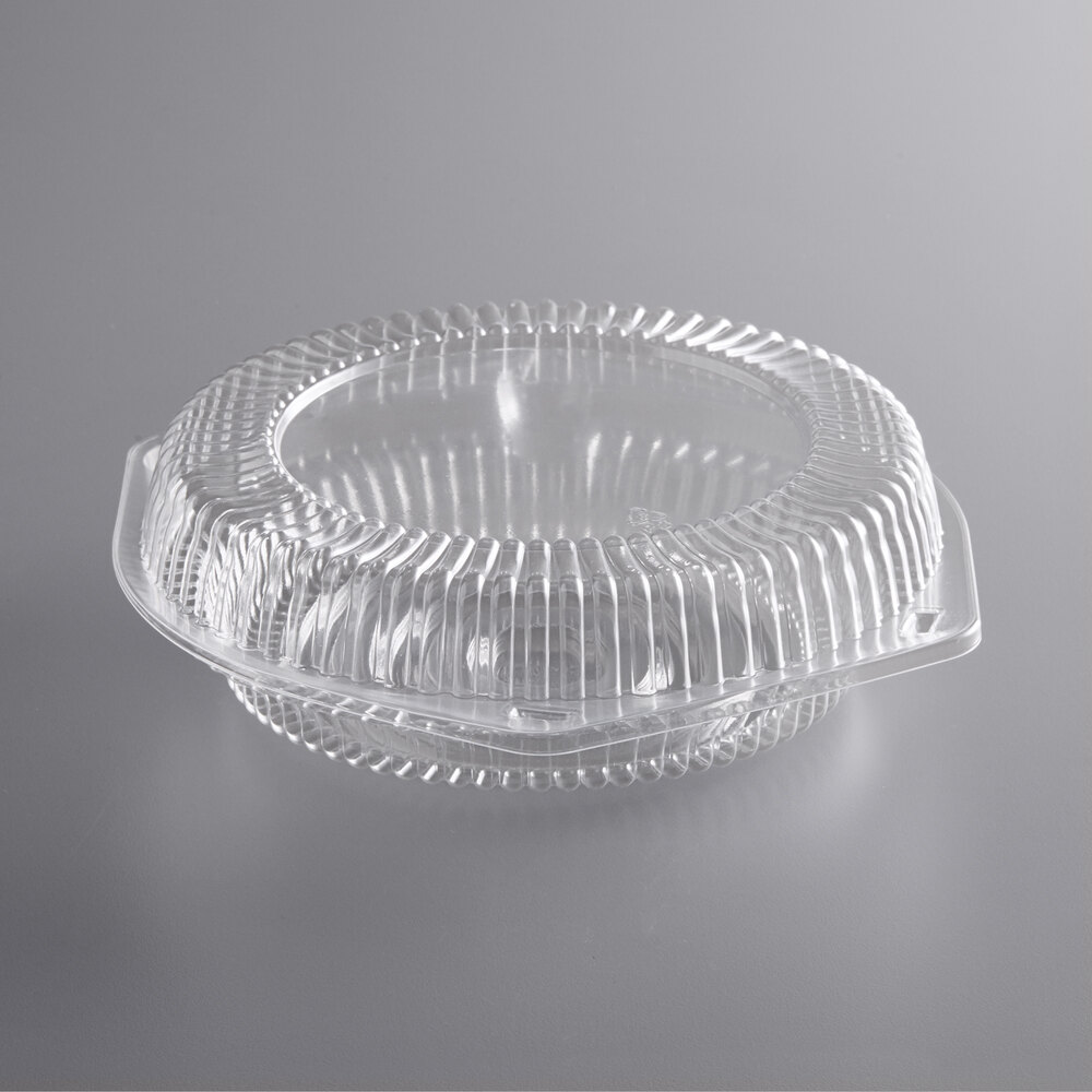Choice 8" Clear Hinged Pie Container with Low Dome Lid - 25/Case