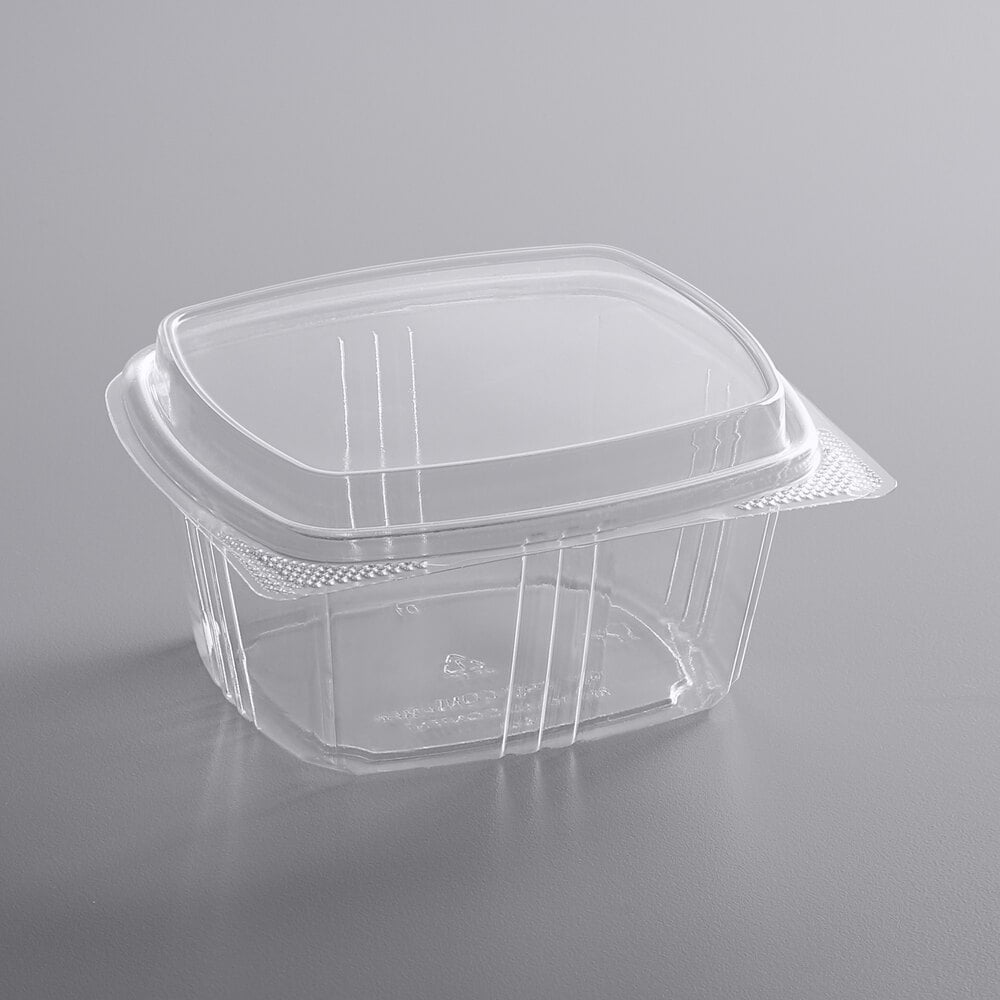 Choice 16 oz. Clear RPET Tall Hinged Deli Container - 200/Case