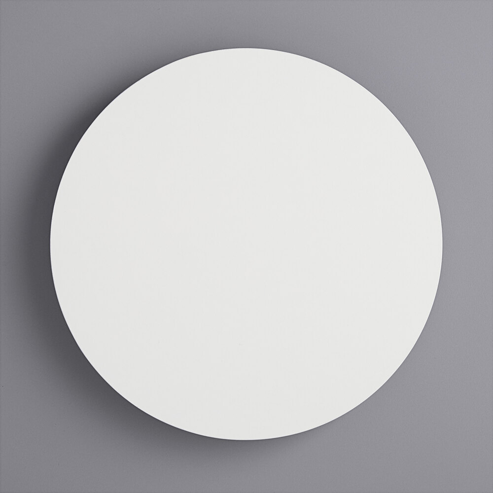 10" White Circular Melamine-Coated Wood Cake Board with Feet