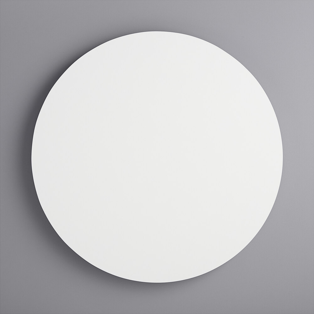 16" White Circular Melamine-Coated Wood Cake Board with Feet