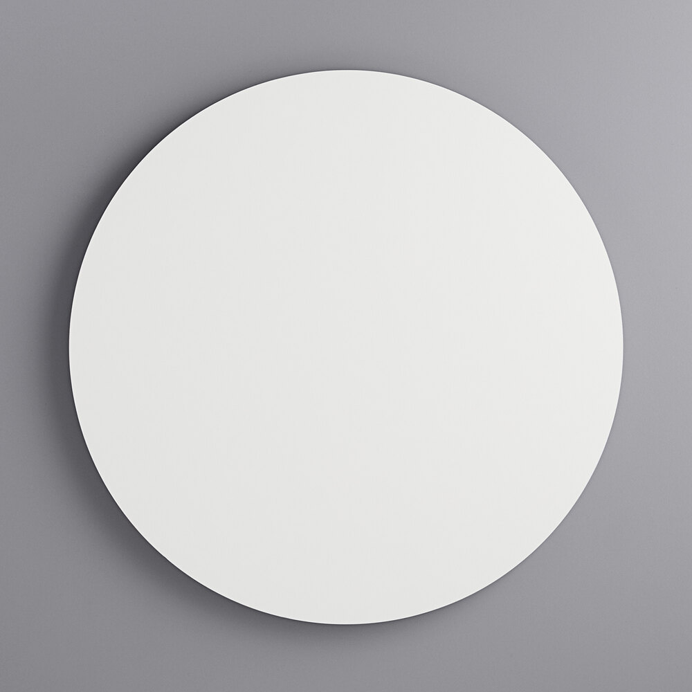 18" White Circular Melamine-Coated Wood Cake Board with Feet
