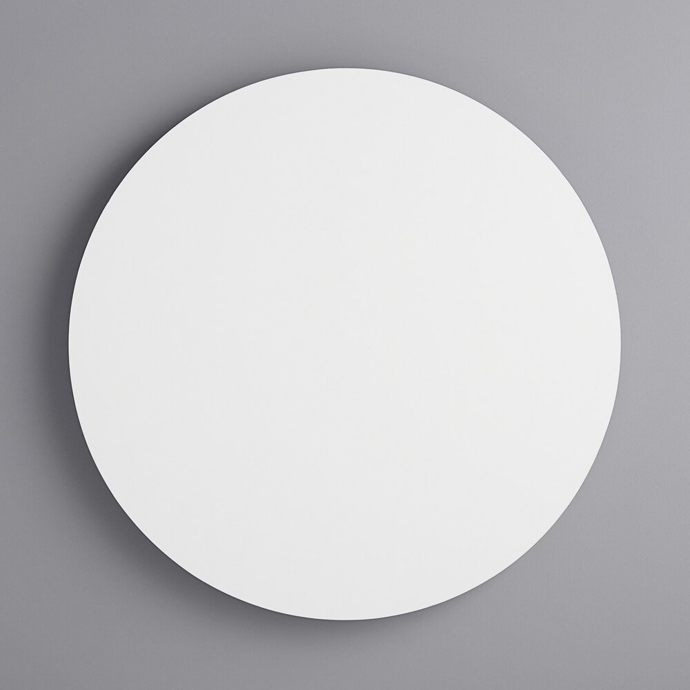 14" White Circular Melamine-Coated Wood Cake Board with Feet