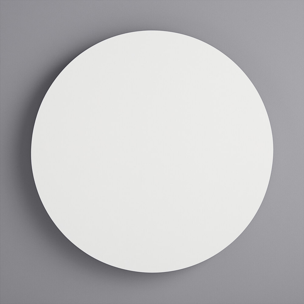 12" White Circular Melamine-Coated Wood Cake Board with Feet