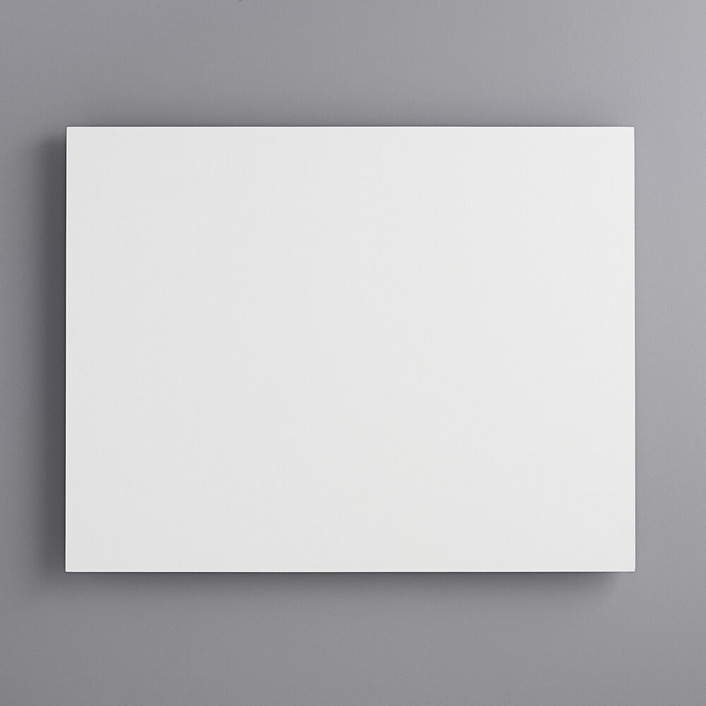 18" x 14" White Rectangular Melamine-Coated Wood Cake Board with Feet