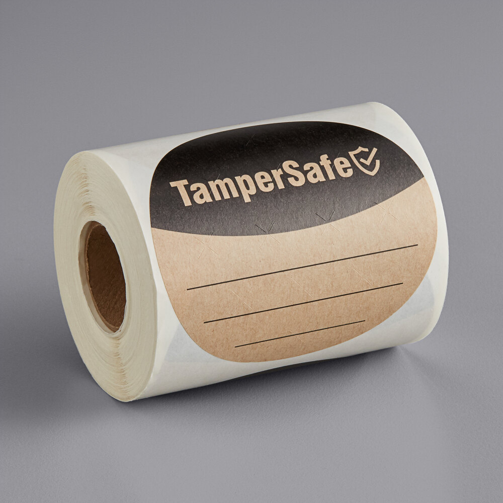 Choice TamperSafe 3" Round Kraft Paper Tamper-Evident Label - 250/Roll