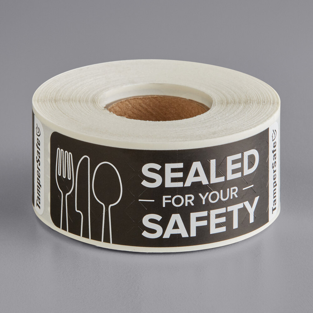 Choice TamperSafe 1" x 3" Sealed For Your Safety Black Paper Tamper-Evident Label - 250/Roll
