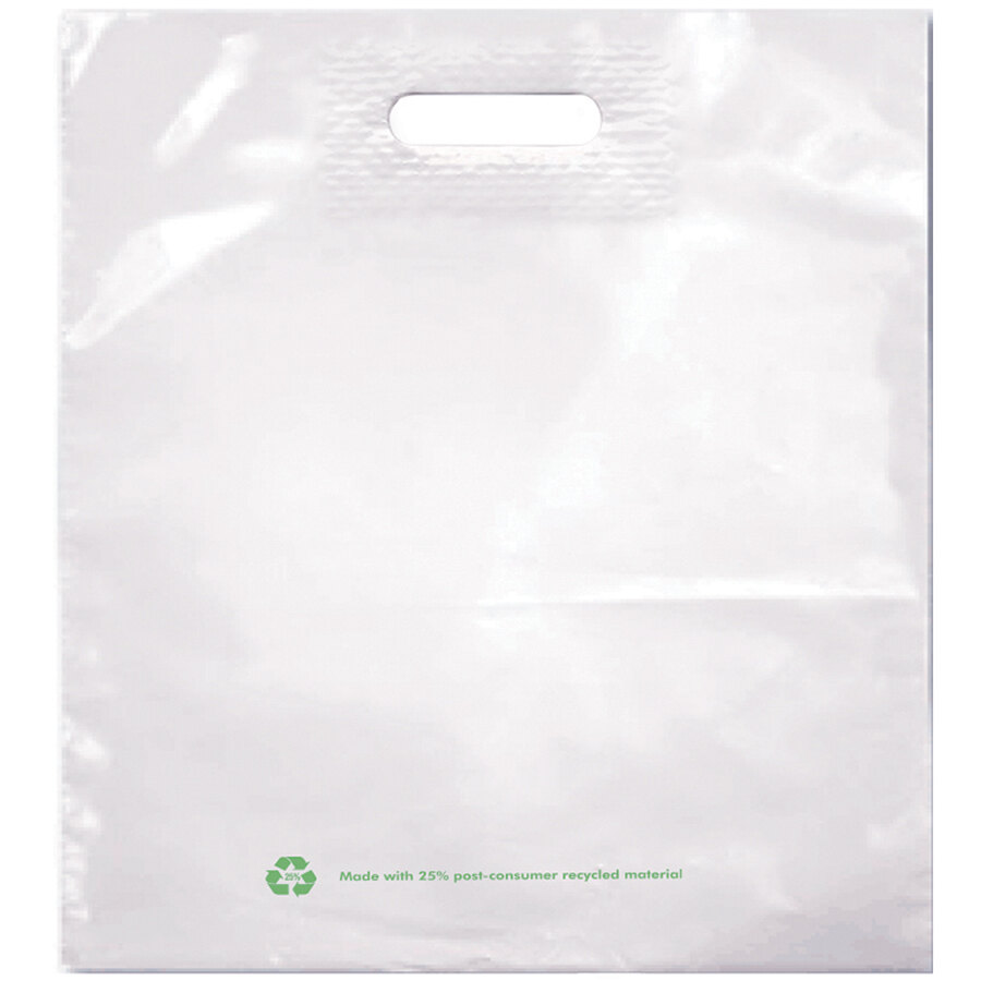 Choice 18" x 19" 2.25 Mil Printed Plastic Merchandise Bag with Reinforced Patch Handle - 500/Case