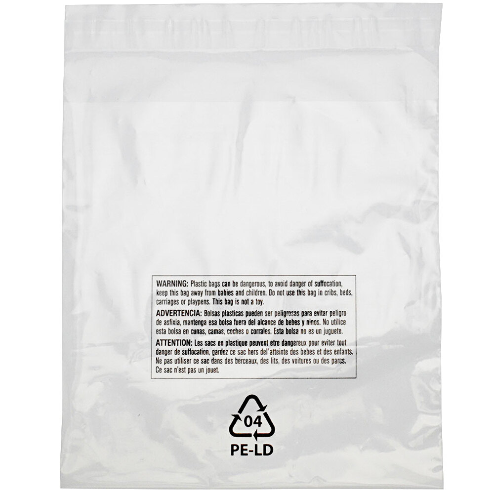 Lavex 10" x 15" 1.5 Mil Polyethylene Lip and Tape Resealable Bag with Suffocation Warning - 1,000/Case