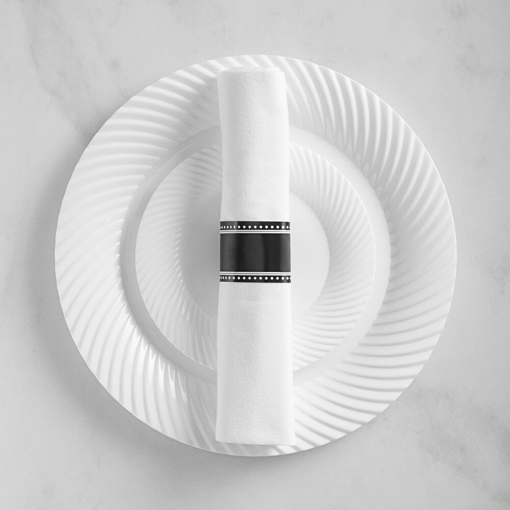 Visions 144 Settings of Silver White Wave Plastic Dinnerware and Classic Rolled Flatware - 144/Case