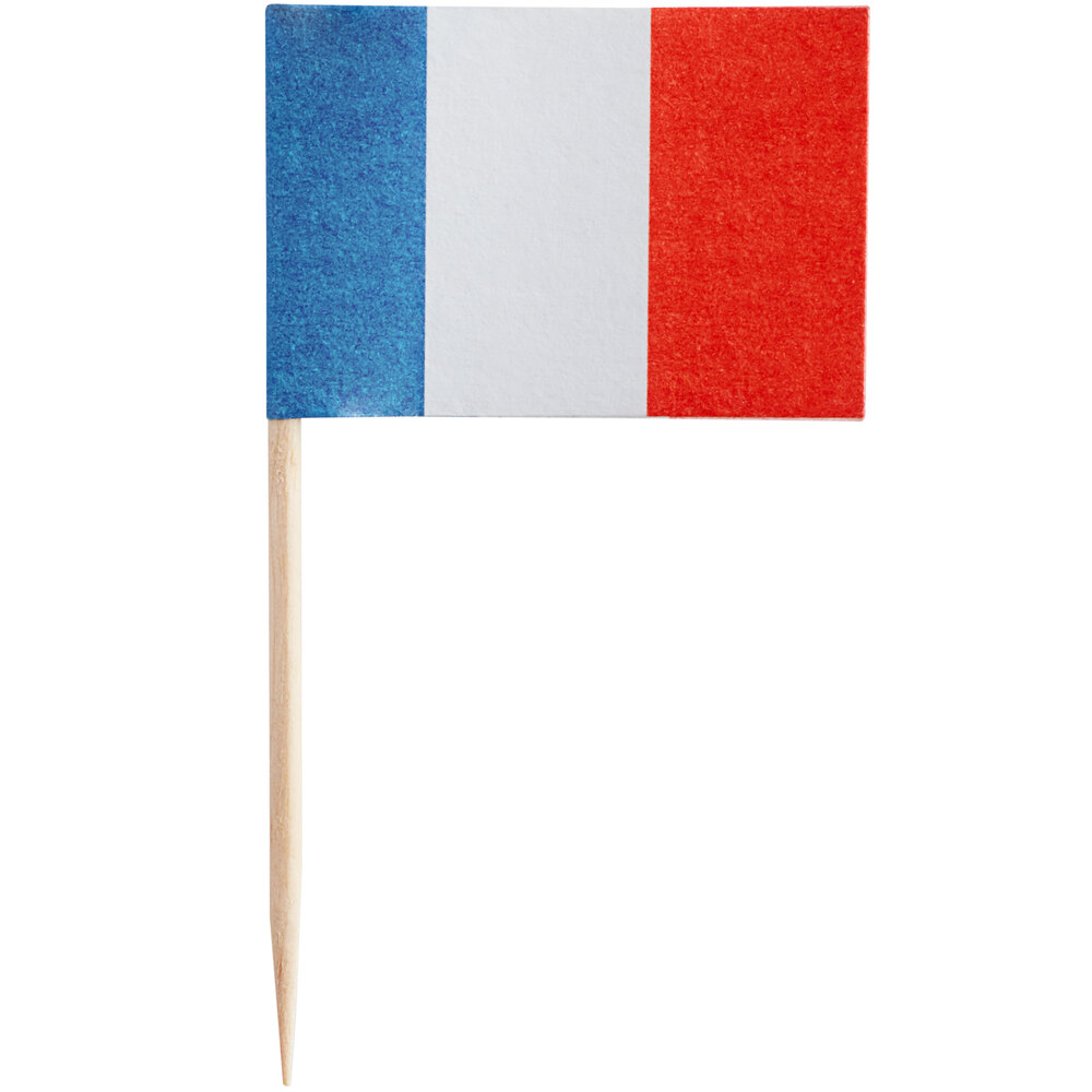 Choice 2 1/2" French Flag Food Pick - 100/Bag