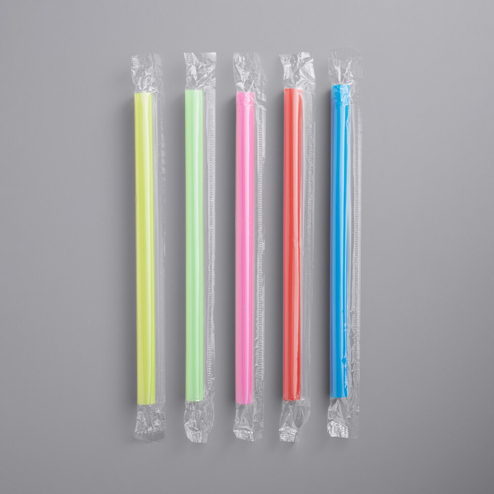Choice 8 1/2" Colossal Neon Wrapped Straw  - 1,600/Case