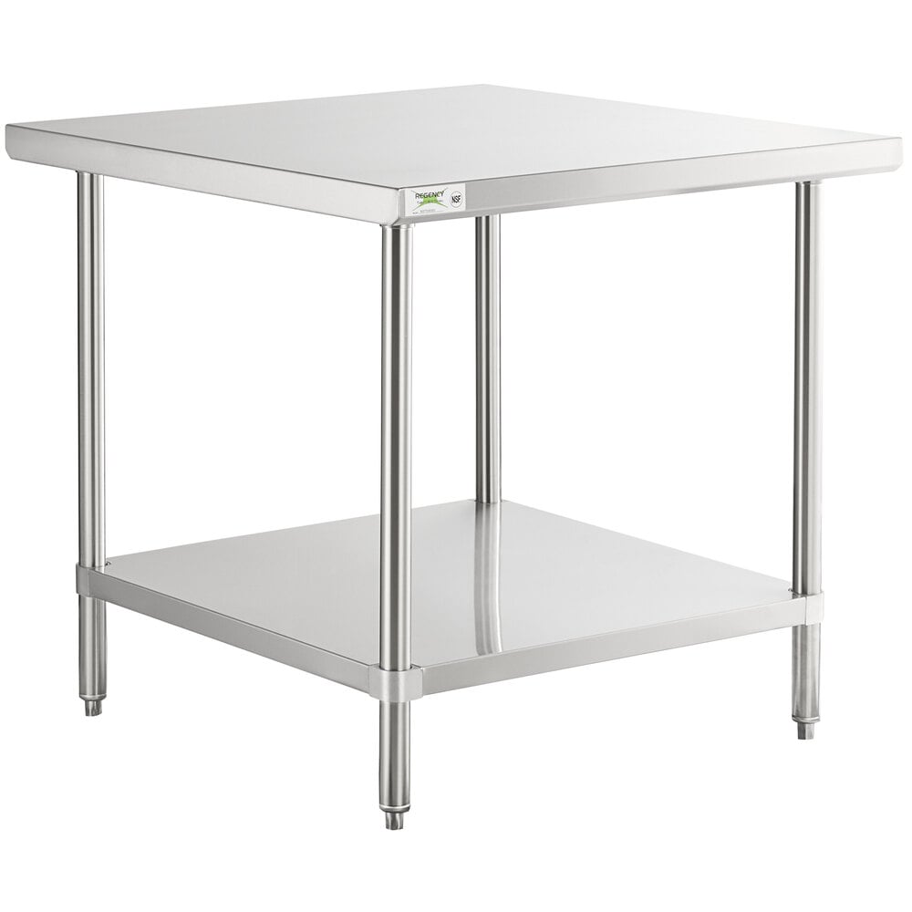 Regency 36" x 36" 16 Gauge Stainless Steel Commercial Work Table with Undershelf