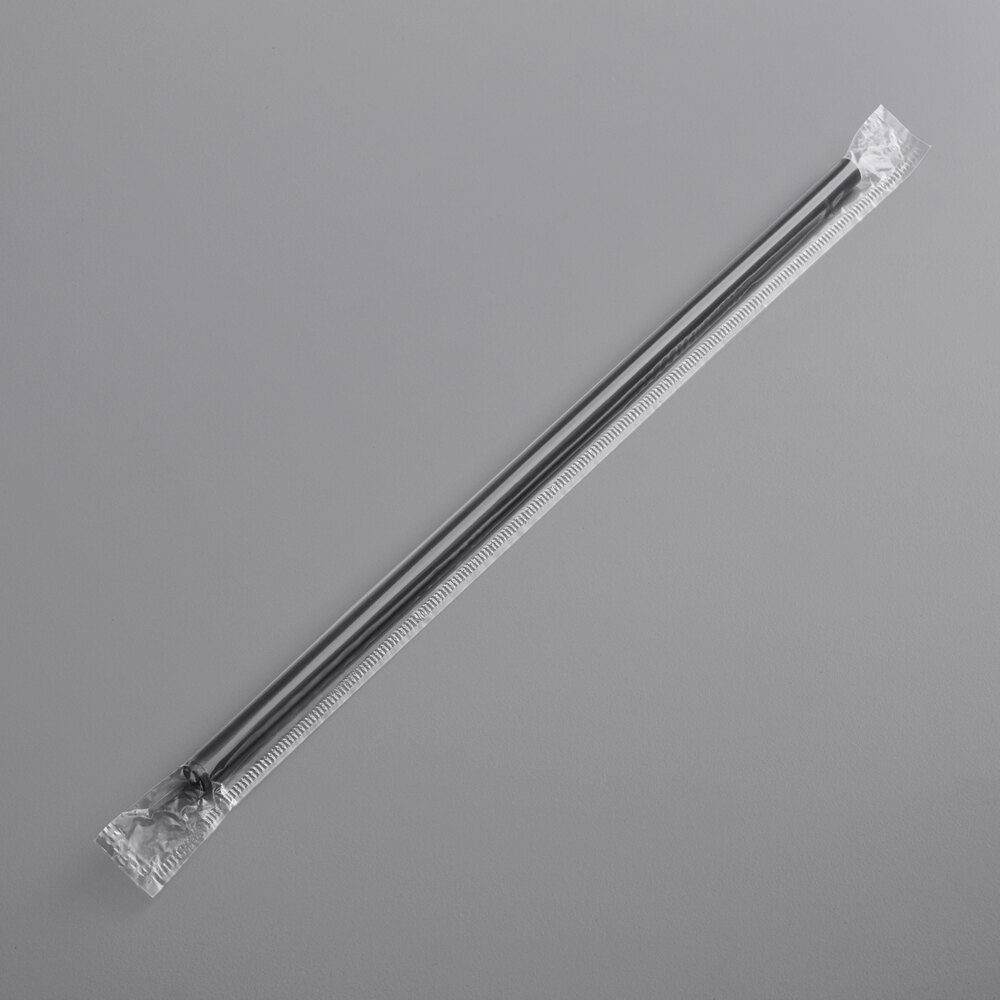 Choice 10" Giant Black Wrapped Straw - 500/Bag