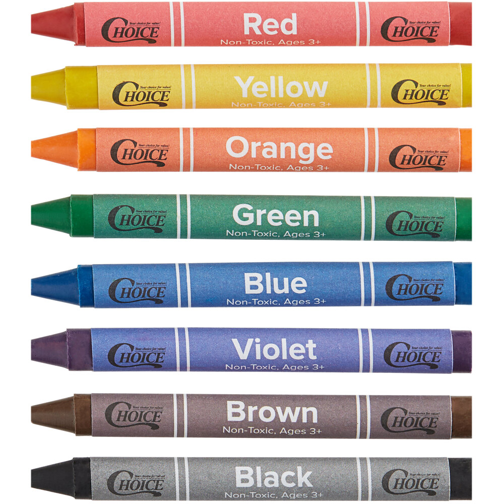 Choice Bulk Crayons in 8 Assorted Colors - 1,000/Case