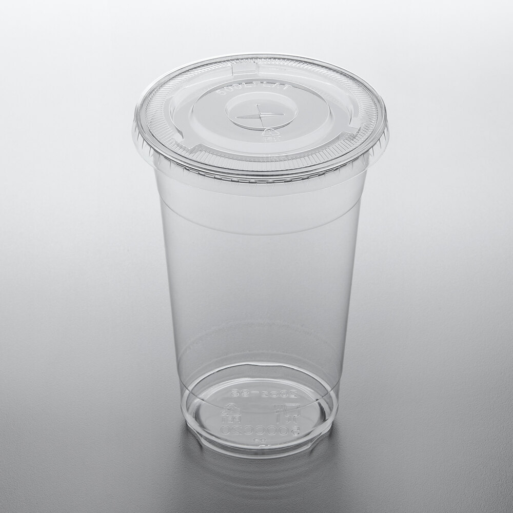 Choice 20 oz. Clear PET Plastic Cup with Flat Lid - 50/Pack
