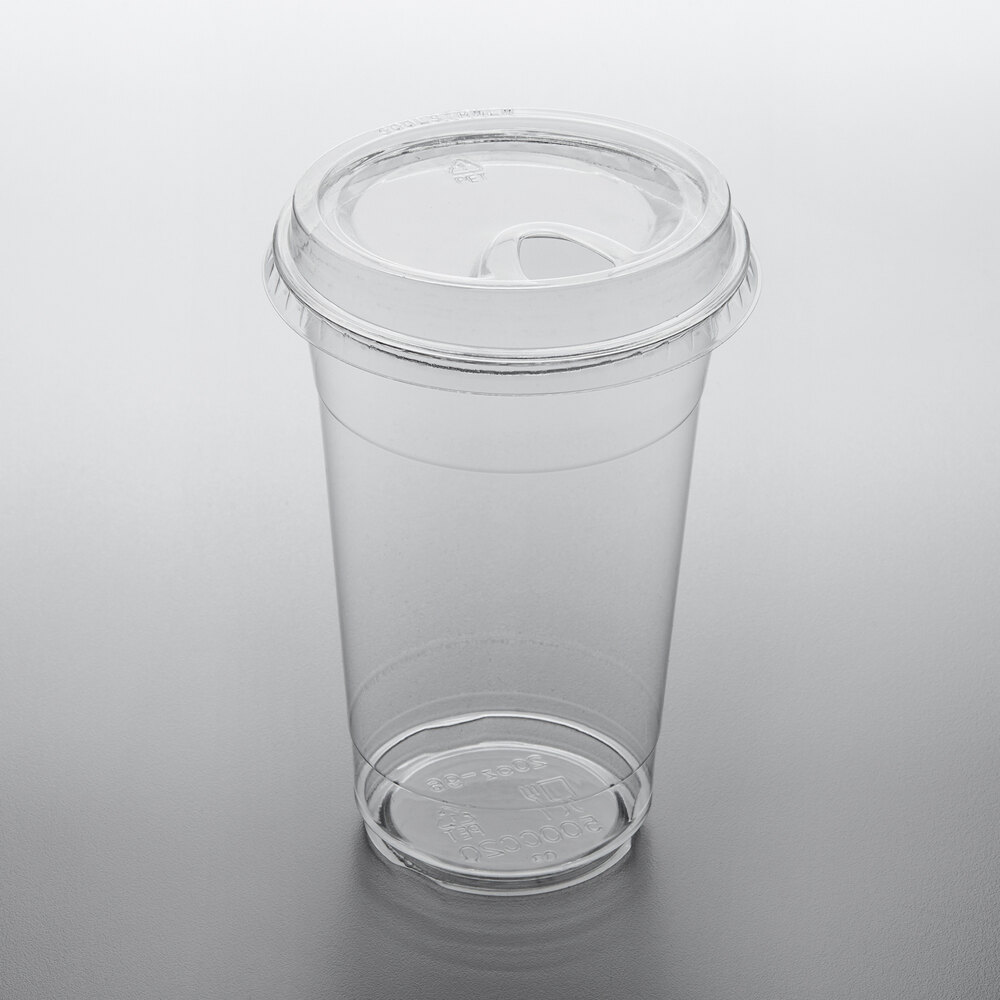Choice 20 oz. Clear PET Plastic Cup with Sip-Through Lid - 50/Pack
