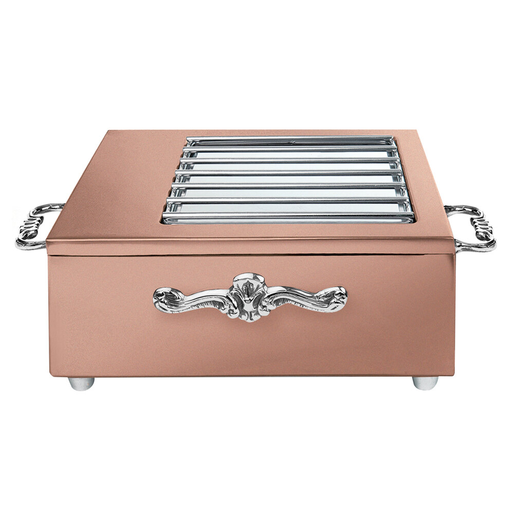 Eastern Tabletop 3265GCP 18" x 11" x 6 1/4" Copper Coated Stainless Steel Butane Stove Cover Up with Grates