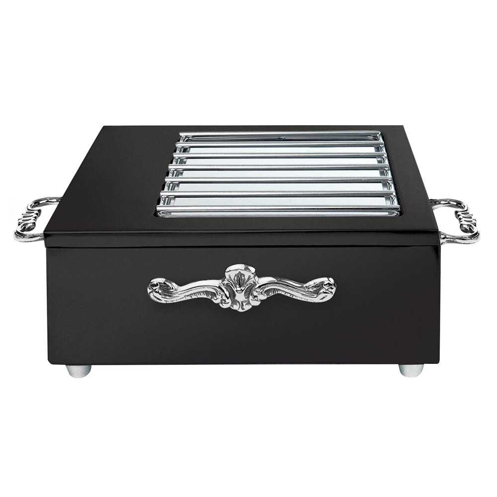 Eastern Tabletop 3265GMB 18" x 11" x 6 1/4" Black Coated Stainless Steel Butane Stove Cover Up with Grates